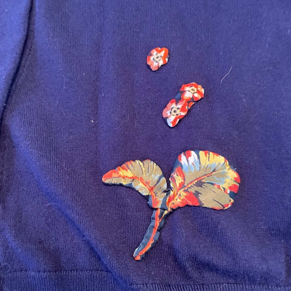 Zac Posen Blue Hand Embroidered Sweater